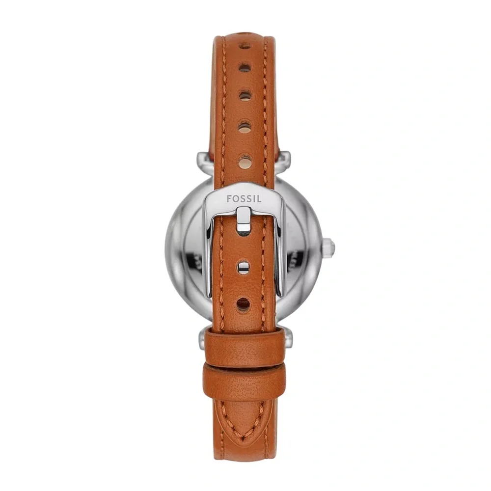 NEW Fossil 28mm Carlie Mini Three-Hand Tan Leather Watch - Picture 4 of 5
